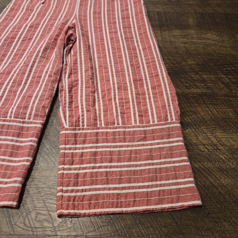 Anthropologie Ett:Twa Robin Striped Wide Leg Jumpsuit Red White Cotton Preppy SP - Picture 7 of 12